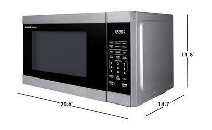 SHARP Countertop Microwave Oven with Removable 12.4" Carousel Turntable, 1000 Watt, 1.1 Cubic Feet, Stainless Steel