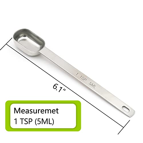 BERYLER 1PCS 1tsp (1/3tbsp, 5ml) Single Measuring Spoon, Stainless Steel Long Handle Individual Teaspoons Only