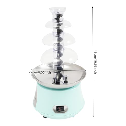 GDIFLS 4-Tier Chocolate Fountains Blue - Commercial Chocolate Melter with Stainless Steel Basin, 110V Party Fondue Fountain for Weddings, Birthdays & Events (Baby Blue, 17" Height) (BABY BLUE)