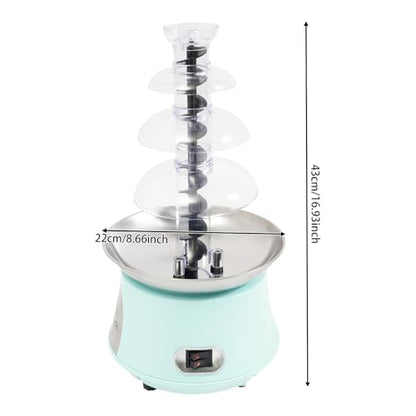 GDIFLS 4-Tier Chocolate Fountains Blue - Commercial Chocolate Melter with Stainless Steel Basin, 110V Party Fondue Fountain for Weddings, Birthdays & Events (Baby Blue, 17" Height) (BABY BLUE)