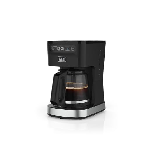 BLACK+DECKER CAFÉCRAFT 12-Cup Programmable Coffee Maker, Stainless Steel Drip Coffeemaker with Vortex Showerhead, Strength Selector, Sneak-A-Cup, Keep Warm