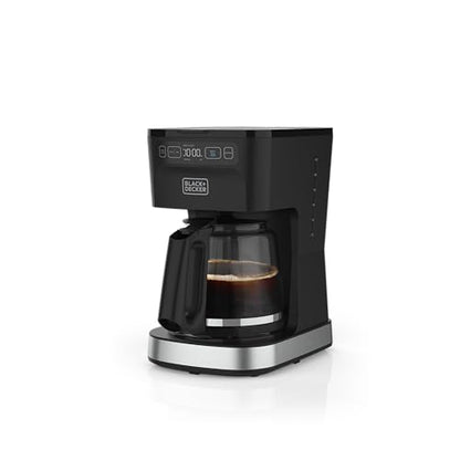 BLACK+DECKER CAFÉCRAFT 12-Cup Programmable Coffee Maker, Stainless Steel Drip Coffeemaker with Vortex Showerhead, Strength Selector, Sneak-A-Cup, Keep Warm