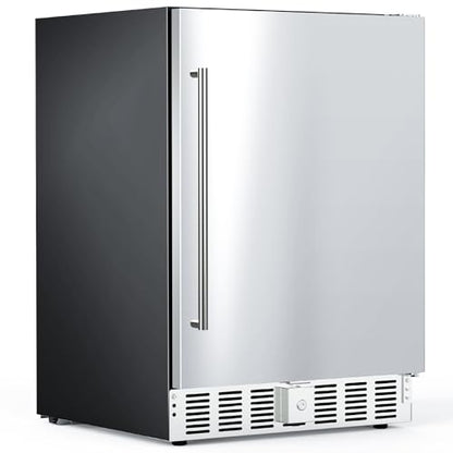 Electactic 24 Inch Beverage Refrigerator, Under Counter Beverage Cooler 180 Cans, Built-in & Freestanding, Outdoor Fridge with Stainless Steel Door, Outdoor Refrigerator for Patio, Home, Kitchen, Bar