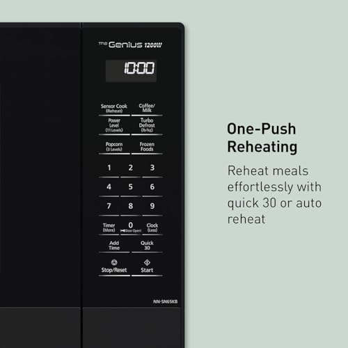 Panasonic NN-SN65KB Microwave Oven with Inverter Technology 1200W, 1.2 cu.ft. Small Genius Sensor One-Touch Cooking, Popcorn Button, Turbo Defrost-NN-SN65KB (Black)