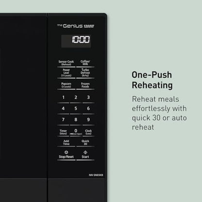 Panasonic NN-SN65KB Microwave Oven with Inverter Technology 1200W, 1.2 cu.ft. Small Genius Sensor One-Touch Cooking, Popcorn Button, Turbo Defrost-NN-SN65KB (Black)