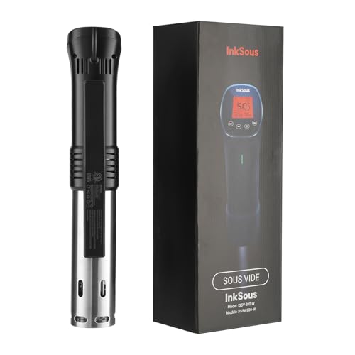 InkSous WIFI 2.4G Sous Vide Cooker 1000W Immersion Circulator with APP 18 Recipes,Alarm,Calibration & Timer, 3D Water Fast Heating Ultra-Quiet Sous Vide Machine ISSV-200-W
