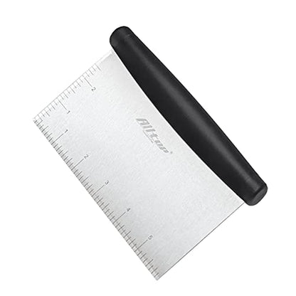 ALLTOP Bench Scraper & Chopper for Kitchen - Ideal Baking Essential Utensil,Stainless Steel Pastry/Dough/Food Cutter Tool for Cake Pizza Bread,Cooking - 1 Pack,Black