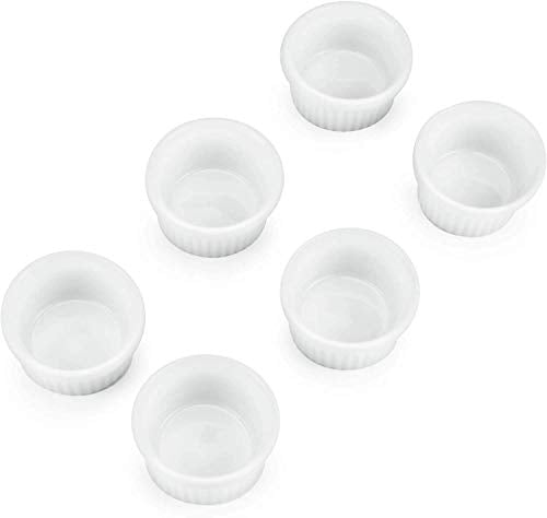 Kÿchen Mini Ramekins 1 oz. 30 ml|Microwave & Oven Safe, Porcelain Souffle Dish, Dipping Sauce, & Small Dessert Cups| 6 Count