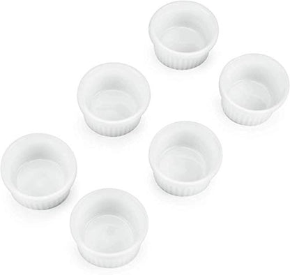 Kÿchen Mini Ramekins 1 oz. 30 ml|Microwave & Oven Safe, Porcelain Souffle Dish, Dipping Sauce, & Small Dessert Cups| 6 Count