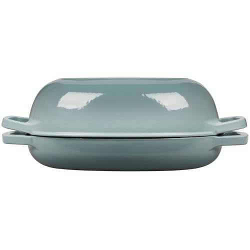 EDGING CASTING Enameled Cast Iron Oval Dutch Oven Pot with Lid, Dutch Oven for Sourdough Bread Baking, Bread Oven, Bread Dutch Oven, Oval Bread Pan, 5qt, Seasalt