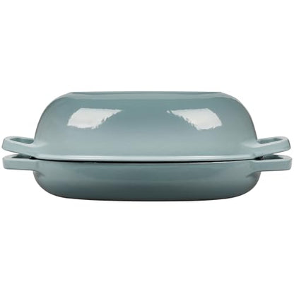 EDGING CASTING Enameled Cast Iron Oval Dutch Oven Pot with Lid, Dutch Oven for Sourdough Bread Baking, Bread Oven, Bread Dutch Oven, Oval Bread Pan, 5qt, Seasalt