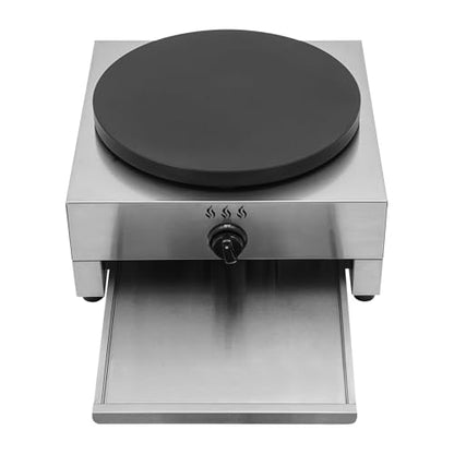 Commercial Crepe Maker Machine 16 inch Gas Pancake Cooker Crepe Pan Quesadilla Maker with Low Pressure Valve and Gas Hose