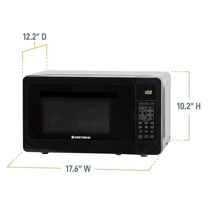West Bend Microwave Oven 700-Watts Compact with 6 Pre-Set Cooking Settings, Speed Defrost, Electronic Control Panel and Glass Turntable, 0.7 Cu.Ft., Black