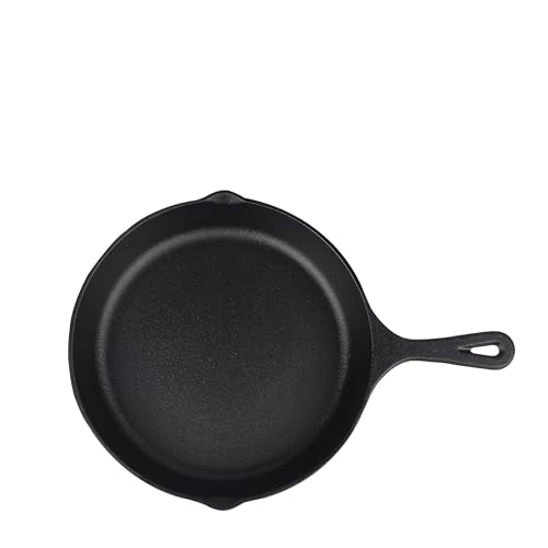9-Inch Cast Iron Skillet without glove, Pre-Seasoned Cast-Iron Frying Pan with Teardrop Handle – Oven, Stovetop, Grill & Campfire Use Durable, Non-Toxic, Even-Heating Cookware – Black