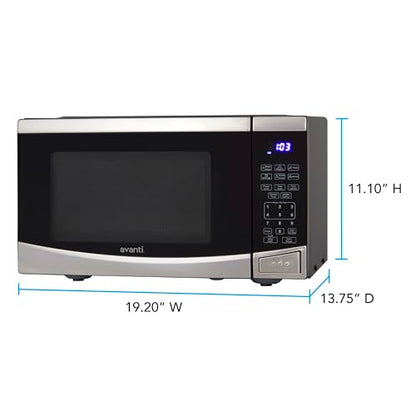 Avanti Microwave Oven 900-Watts Compact with 10 Power Levels and 6 Pre Cooking Settings, Speed Defrost, Electronic Control Panel and Glass Turntable, 0.9-Cu.Ft., Stainless Steel