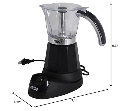 IMUSA 6 or 3 Cup Electric Espresso Maker Black Coffee Machine for Cuban Coffee, Moka and Espresso Drinks