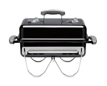 Weber Go‑Anywhere Charcoal Grill – Compact Portable BBQ Grill for Camping, Tailgating & Outdoor Cooking with 2‑Piece Cooking Grate & Precise Airflow Dampers