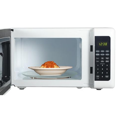 Emerson MW7302W Compact Countertop Microwave Oven with Touch Control, LED Display, 700W, 10 Power Levels, 6 Auto Menus, Glass Turntable and Child Safe Lock, 0.7 Cu., Ft. White