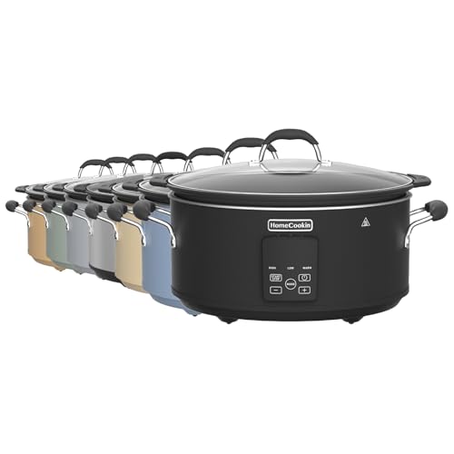 HOMECOOKIN Slow Cooker, Extra Large 10 Quart Programmable Slow Cookers with Timer, Dishwasher Safe Glass Lid & Crock, Kitchen Appliance for Families and Gatherings, Blue