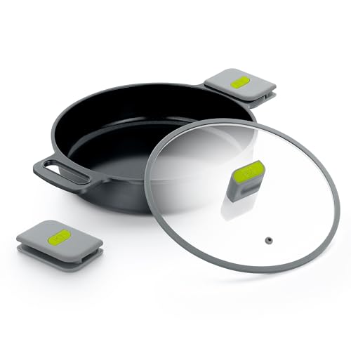 BRA COOKWARE Life Ceramic Nonstick Sauté Pan w/Glass Lid | 11 Inch 2.9 Quart Recycled Aluminum Deep Pan | Dual-Handle Braiser | Ceramic Non-Stick Coating | PFOA Free | All Cooktops & Oven Safe