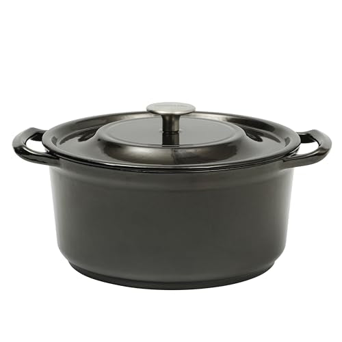 Kenmore Oak Park 5-Quart Cast Iron Dutch Oven Casserole With Lid With Metallic Enamel - Gunmetal Grey