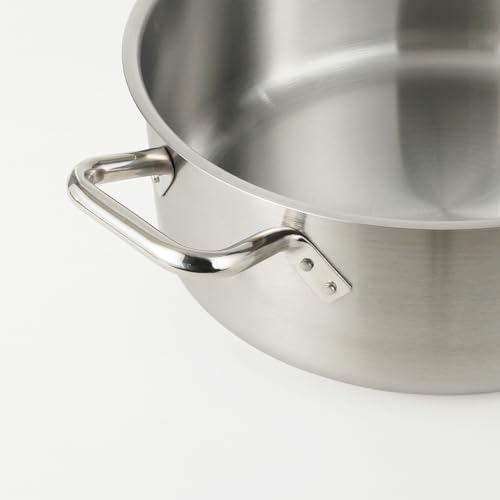 HOMICHEF 15 Quart LARGE Stainless Steel Braiser Pan with Lid - Commercial Grade NICKEL FREE Stainless Steel Healthy Braiser Pot 15 QT - Matte Polished Braising Pan Large