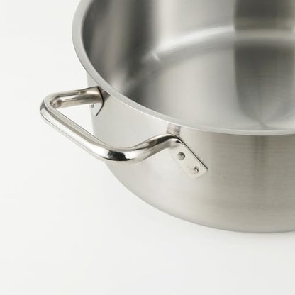 HOMICHEF 15 Quart LARGE Stainless Steel Braiser Pan with Lid - Commercial Grade NICKEL FREE Stainless Steel Healthy Braiser Pot 15 QT - Matte Polished Braising Pan Large