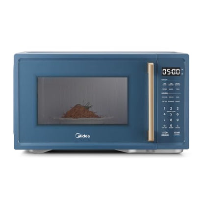 Midea Retro Countertop Microwave, 1.1 Cu. Ft, 1000W, 6 Presets, Navy Blue