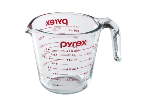 Pyrex Prepware 6001075 Measuring Cup, Red Graphics, Clear