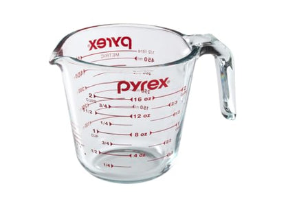 Pyrex Prepware 6001075 Measuring Cup, Red Graphics, Clear