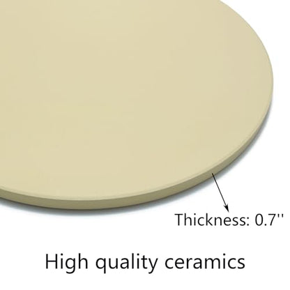 Heavy 20“ Round Ceramic Pizza Stone for BGE, Big Green Egg XL, Kamado Joe Big Joe 24-inch Charcoal Grill and others Smokers