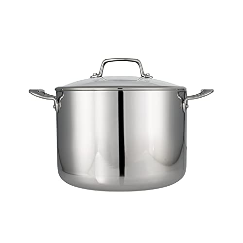 Tramontina Tri-Ply Clad Stainless Steel 8-Quart Stock Pot with Glass Lid, Induction-Ready Pasta Pot, Dishwasher-Safe, NSF-Certified