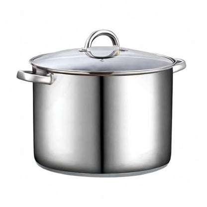 Cook N Home Stockpot with Lid, Basics Stainless Steel Soup Pot, 16-Quart