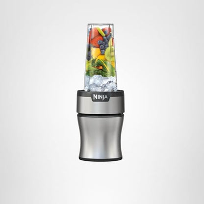 Ninja Nutri-Plus Personal Blender | Compact Push to Blend | Make Frozen Drinks, Smoothies, Sauces & More | With (3) 20 oz. To-Go Cups, (2) Spout-Lids & (1) Storage-Lid | 900 Peak Watt | Silver | BN301