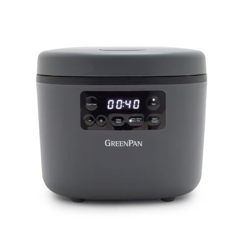 GreenPan Advanced Rice Cooker, 4-Cups Uncooked/8-Cups Cooked, Graphite