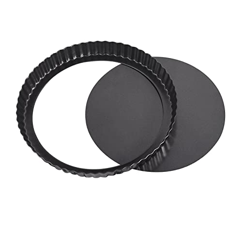 CALIDAKA Tart Pan Non-Stick Carbon Steel Quiche Pan Removable Bottom Pie Pans for baking Quiche Baking Dish(SIZE:8inch)