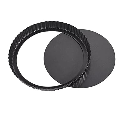 CALIDAKA Tart Pan Non-Stick Carbon Steel Quiche Pan Removable Bottom Pie Pans for baking Quiche Baking Dish(SIZE:8inch)