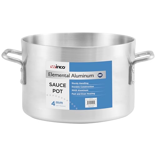 Winco Heavy-Duty Aluminum Sauce Pot, 4mm, 20 Quart