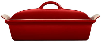 Le Creuset Stoneware Heritage Covered Rectangular Casserole, 4 qt. (12" x 9"), Cerise