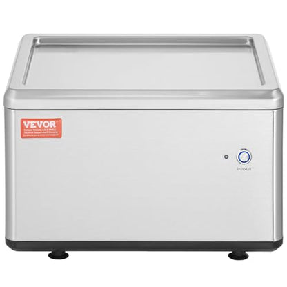 VEVOR Fried Ice Cream Machine, 12.6" x 8.5" 120W Stir-Fried Ice Cream Roll Maker with Compressor and 2 Scrapers, for Making Dessert Rolls, Frozen Yogurt