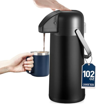 Coffee Carafe for Keeping Hot, 102OZ / 3L Airpot Coffee Dispenser with Pump