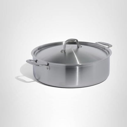 Made In Cookware | 10 Quart Stainless Steel Rondeau Pot w/Lid | 5 Ply Stainless Clad | Professional Cookware | Crafted in Italy | Induction Compatible