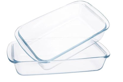 TIBLEN 2-Pack Glass Baking Dishes – 102 oz & 75 oz (2.2 L + 3.0 L) Large Oven-Microwave-Freezer Safe Borosilicate Glass Bakeware for Cooking & Food Storage