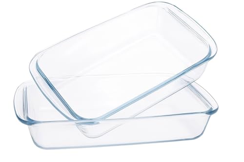 TIBLEN 2-Pack Glass Baking Dishes – 102 oz & 75 oz (2.2 L + 3.0 L) Large Oven-Microwave-Freezer Safe Borosilicate Glass Bakeware for Cooking & Food Storage
