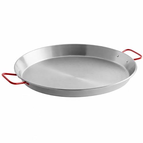 Carbon Steel Paella Pan – Multiple Sizes & Finishes, Polished or Enameled, Traditional Flat Pan for Stovetop & Oven Cooking (Polished Carbon Steel, 18 Inch)