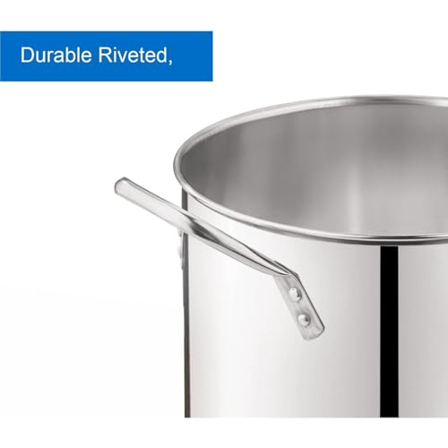 12-Qt Stainless Steel Stockpot with Metal Lid- Heavy Duty Cooking Pot for Pasta, Soup, Spaghetti, Nonstick Thick Bottom Big Stock Pot, Cookware for Canning, Boiling, Simmer