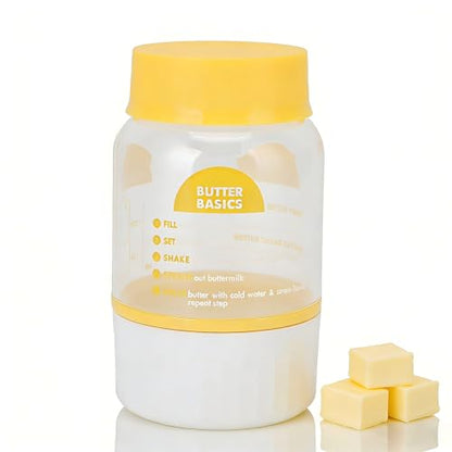 ZAWELIYO Butter Maker Cup, Manual Churner Bottle for Homemade Fresh Butter, Plastic Multifunctional Cream Separator with Built in Strainer for Cooking Baking
