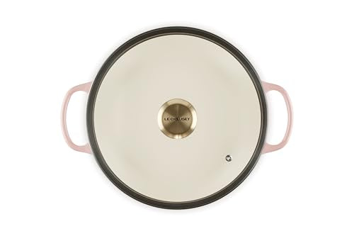 Le Creuset Enameled Cast Iron Signature Round Braiser with Glass Lid, 2.25 qt., Peche with Light Gold Knob