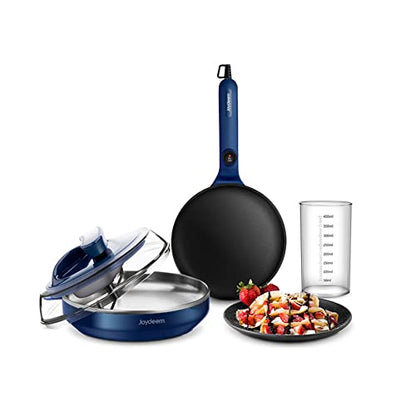 Joydeem Electric Crepe Maker, Non-Stick Pancake Maker Machine With Temperature Control Handle, 8 inch Blue, JD-9401B