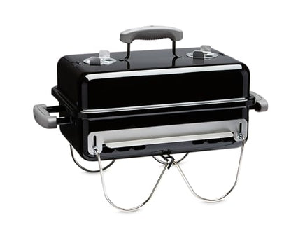 Weber Go‑Anywhere Charcoal Grill – Compact Portable BBQ Grill for Camping, Tailgating & Outdoor Cooking with 2‑Piece Cooking Grate & Precise Airflow Dampers